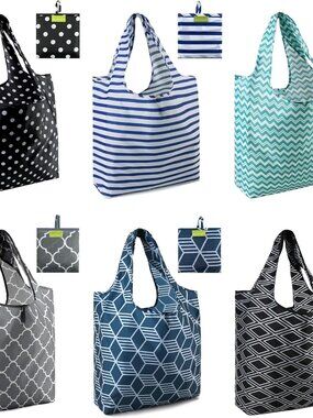 Grocery Bags | Reusable Gift Bags, Large Tote for Women & Foldable Beach Bag - 6